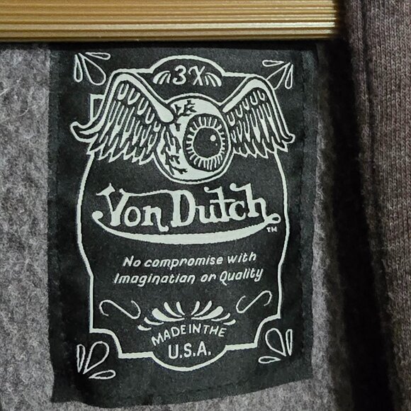 Von Dutch Made in USA Pullover Hoodie - Brown - Sz 3X* - Picture 4 of 5